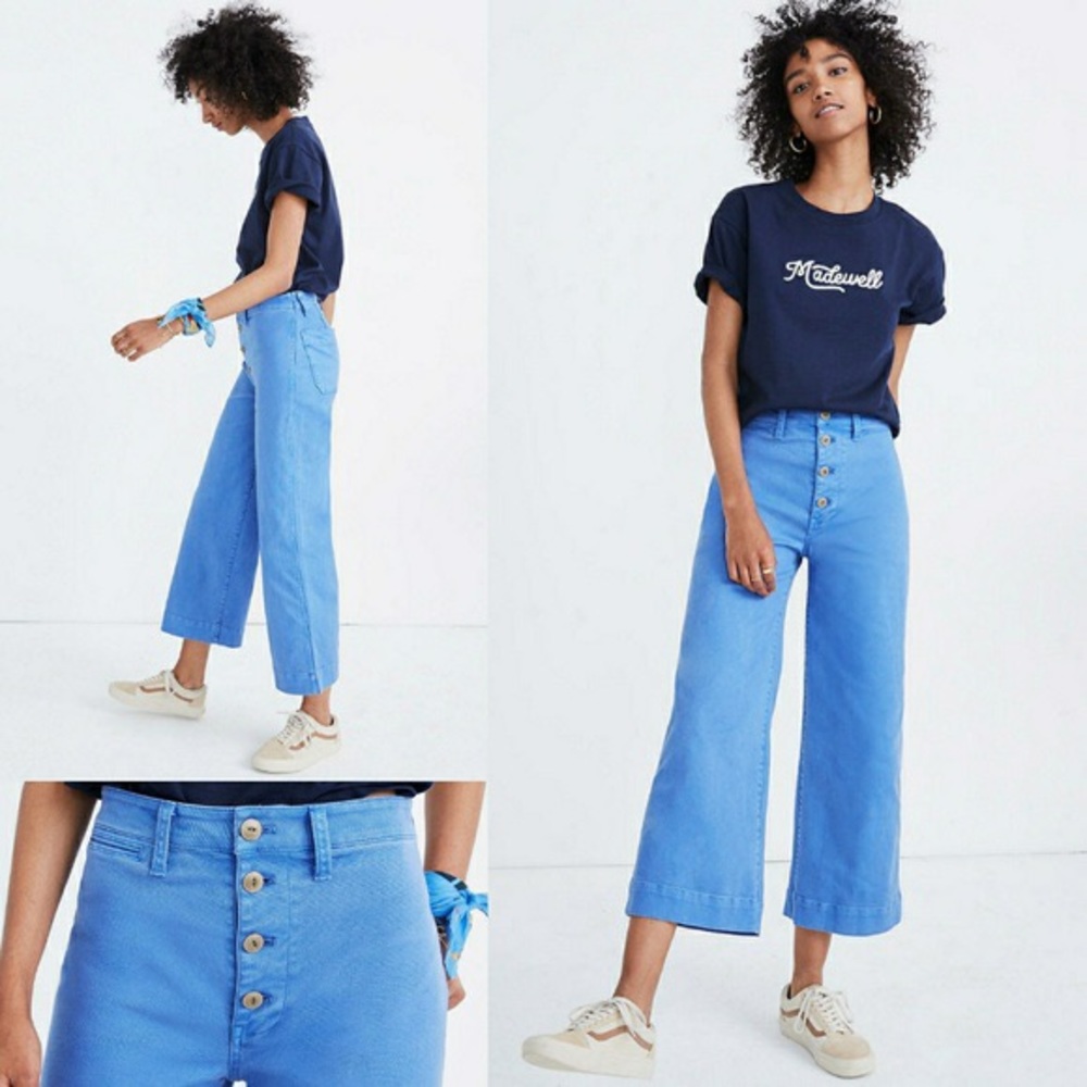 Madewell Emmett Button Fly Wide Leg Crop Pants